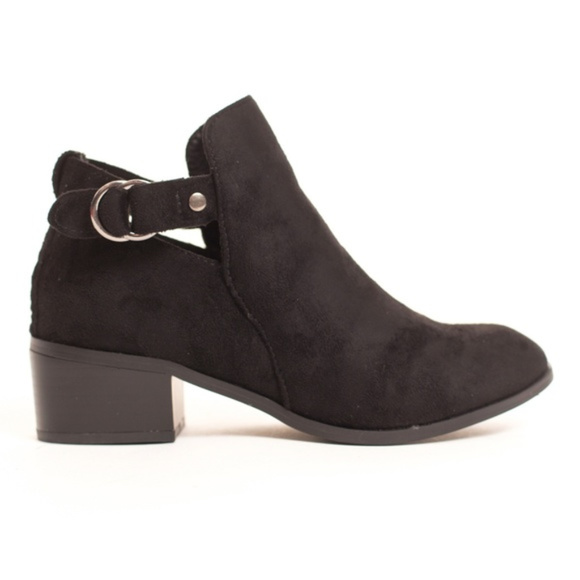 Shoes - *ON HOLD”. Vegan Suede Ankle Bootie with Buckle